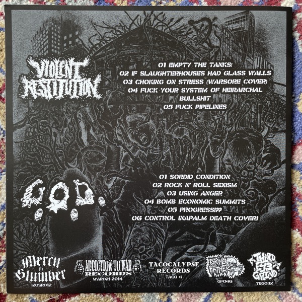 VIOLENT RESTITUTION / G.O.D. Split (Mercy Of Slumber - USA, Europe, Canada - original) (EX) 7"