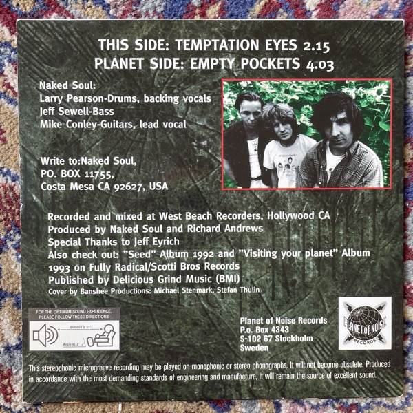 NAKED SOUL Temptation Eyes (Planet of Noise - Sweden original) (VG+) 7"