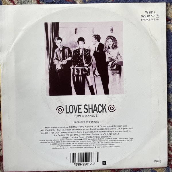 B-52'S, the Love Shack (Reprise - Europe original) (VG/VG+) 7"