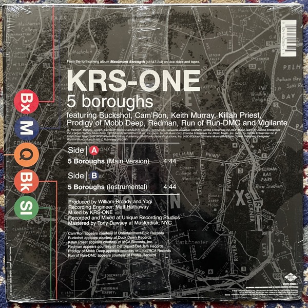KRS-ONE 5 Boroughs (Jive - USA original) (EX/VG) 12"