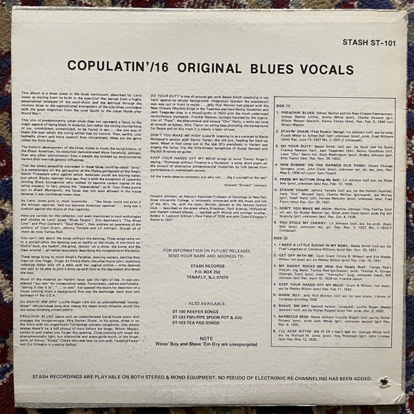 VARIOUS Copulatin' Blues (Stash - USA original) (VG+) LP