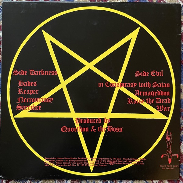 BATHORY Bathory (No label - Sweden 2010 reissue) (VG+/EX) LP