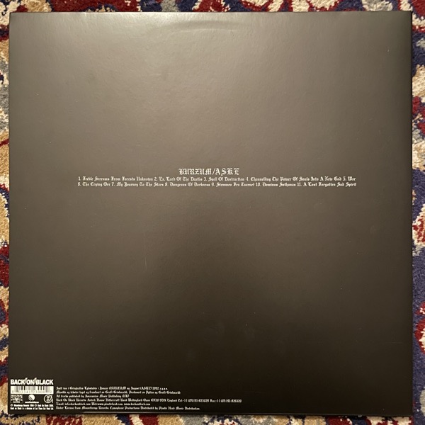 BURZUM Burzum / Aske (Back on Black - UK reissue) (VG+/EX) 2LP