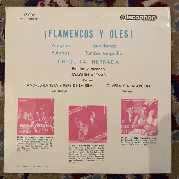 CHIQUITA HERRADA ¡¡Flamencos Y Olés!! (Discophon - Spain reissue) (VG+) 7"