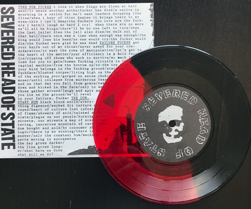 SEVERED HEAD OF STATE Black Blood World (Red/black vinyl) (Malarie - Czech Republic original) (EX/VG+) 7"