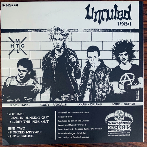 UNRULED Unruled (Schizophrenic - Canada reissue) (EX/NM) 7"