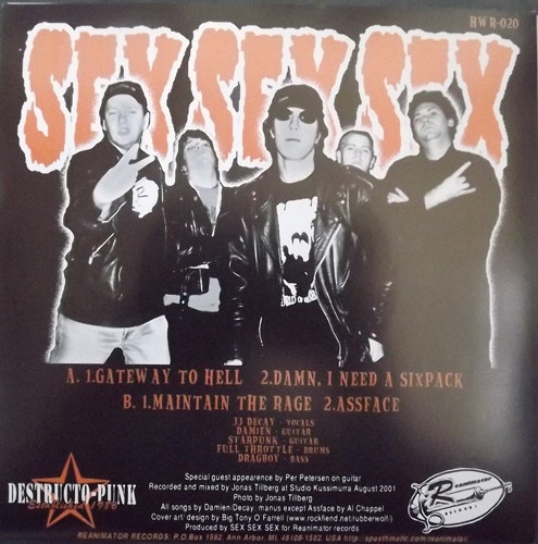 SEX SEX SEX Rock The Deceased (Orange vinyl) (Reanimator - USA original) (EX) 7"