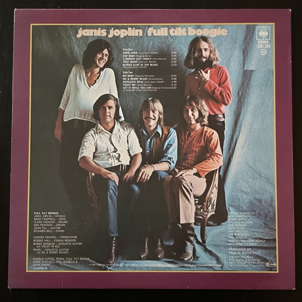 JANIS JOPLIN Pearl (CBS - Europe 80's reissue) (VG+) LP