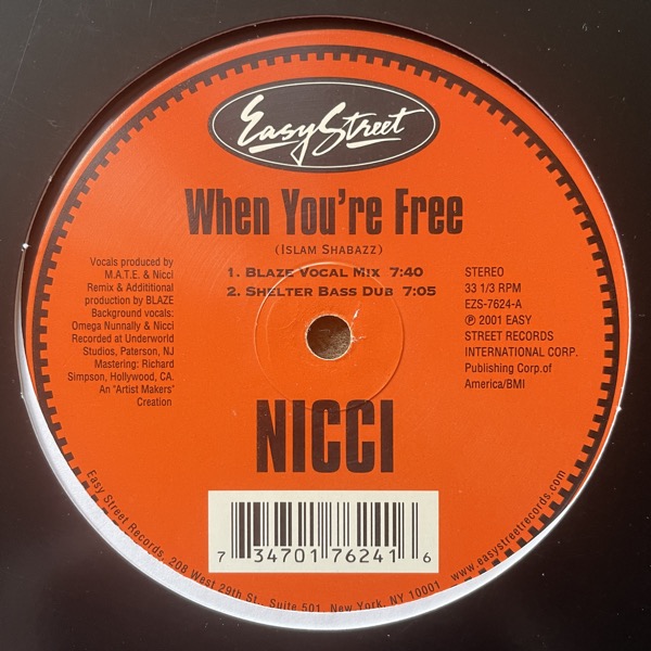 NICCI When You're Free (Easy Street - USA original) (VG+) 12"