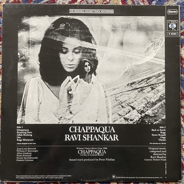 SOUNDTRACK Ravi Shankar – Chappaqua (CBS - Germany original) (VG/VG+) LP