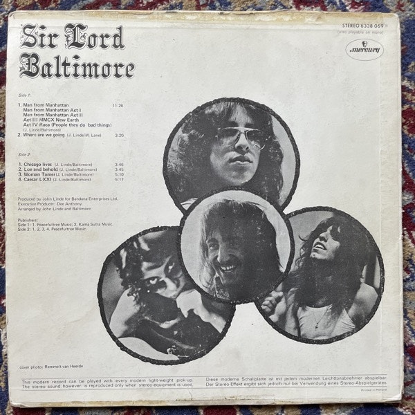 SIR LORD BALTIMORE Sir Lord Baltimore (Mercury - Holland original) (G/VG-) LP