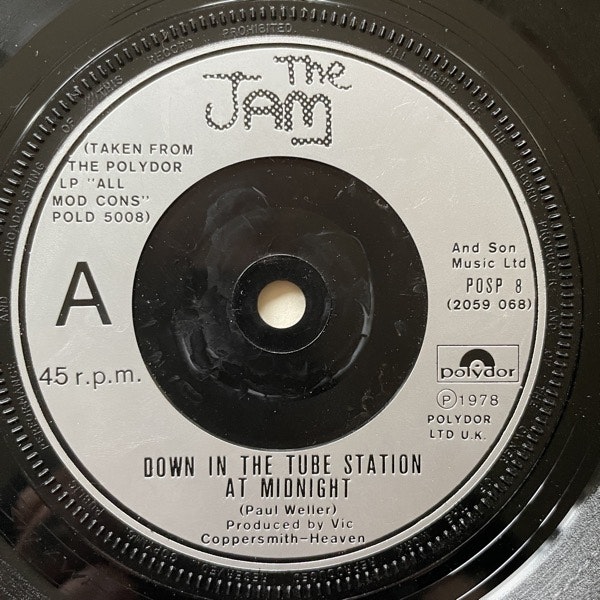 JAM, the Down In The Tube Station At Midnight (Polydor - UK original) (VG+) 7"