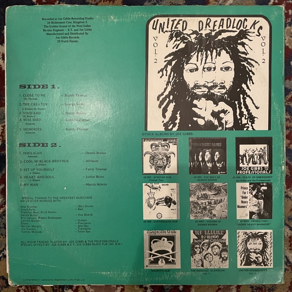 VARIOUS  United Dreadlocks Vol. 2 (Joe Gibbs - Jamaica original) (VG-) LP