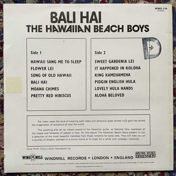 HAWAIIAN BEACH BOYS, the Bali Hai (Windmill - UK original) (VG+/EX) LP