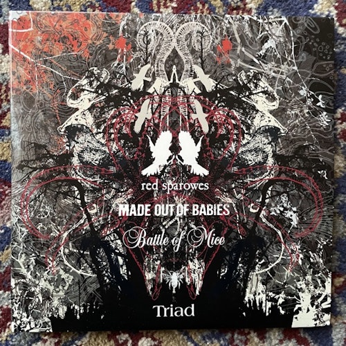 RED SPAROWES / MADE OUT OF BABIES / BATTLE OF MICE Triad (Red, orange, white vinyl) (Neurot - USA original) (EX/VG+) 3x7"