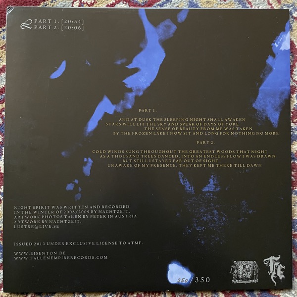 LUSTRE Night Spirit (Blue vinyl) (Eisenwald Tonschmiede - Germany original) (EX/NM) LP