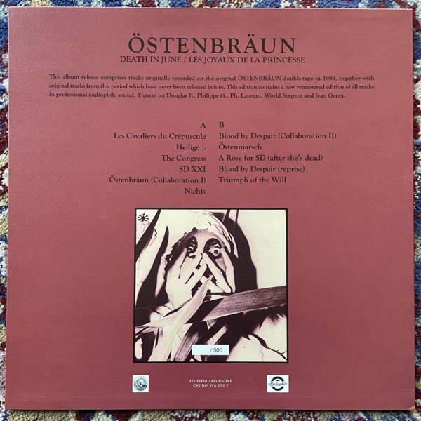 DEATH IN JUNE Östenbräun (Yellow vinyl) (Fedetfinisaborigine - Italy reissue) (EX/NM) LP