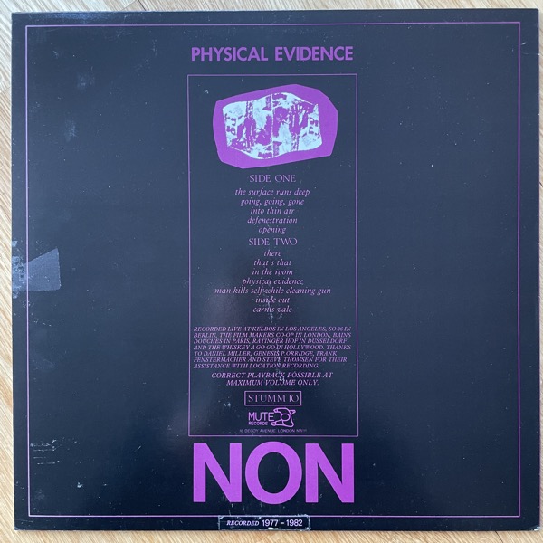NON Physical Evidence (Mute - UK original) (VG+/EX) LP