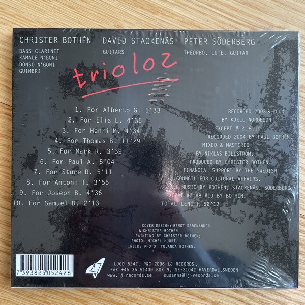 CHRISTER BOTHÉN TRIO Triolos (LJ - Sweden original) (SS) CD