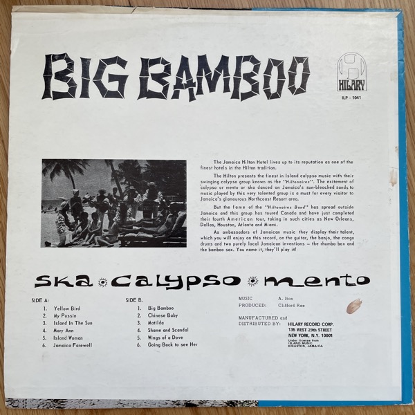 HILTONAIRES, the Big Bamboo (Island Music - Jamaica original) (VG) LP