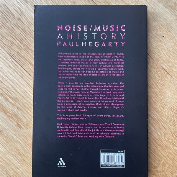 NOISE / MUSIC - A HISTORY Paul Hegarty (Continuum) (EX) BOOK