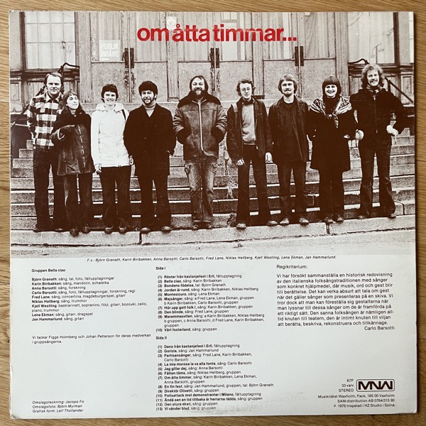 BELLA CIAO Om Åtta Timmar (MNW - Sweden original) (VG+/VG) LP