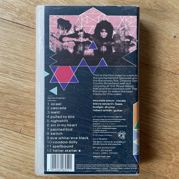 SIOUXSIE & THE BANSHEES Nocturne (CHannel 5 - UK 1986 reissue) (VG+) VHS