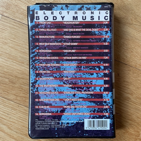 VARIOUS Electronic Body Music (Play It Again Sam - Belgium original) (VG) VHS