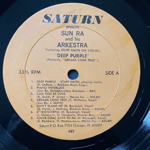 SUN RA AND HIS ARKESTRA FEATURING STUFF SMITH Deep Purple (El Saturn - USA 1973 reissue) (VG+) LP