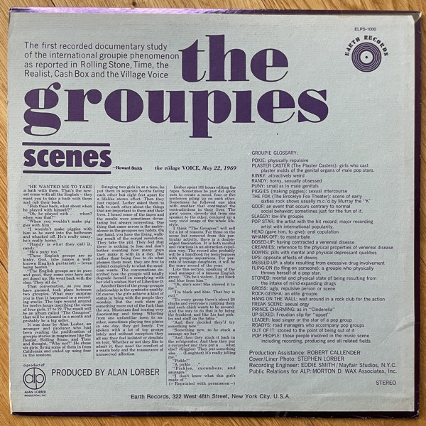 UNKNOWN ARTIST The Groupies (Earth - USA original) (VG/VG+) LP