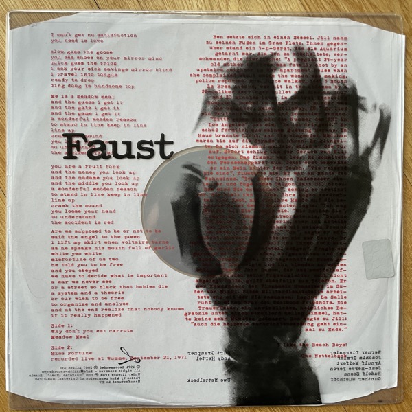 FAUST Faust (Clear vinyl) (Lilith - Russia 2007 reissue) (VG+/EX) (NWW List) LP