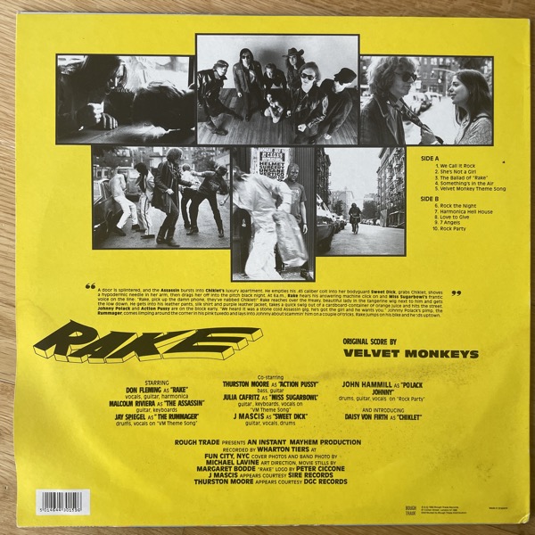 VELVET MONKEYS, the Rake (Rough Trade - UK original) (VG/VG+) LP