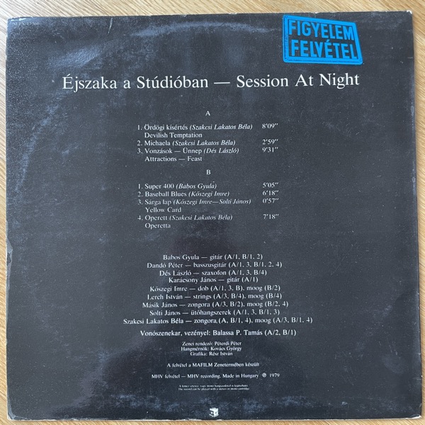 VARIOUS Éjszaka A Studióban - Session At Night (Pepita - Hungary original) (VG/VG+) LP