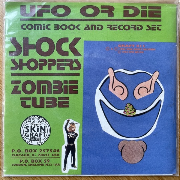 UFO OR DIE Shock Shoppers (Blue vinyl) (Skin Graft - USA original) (VG+/EX) 7"