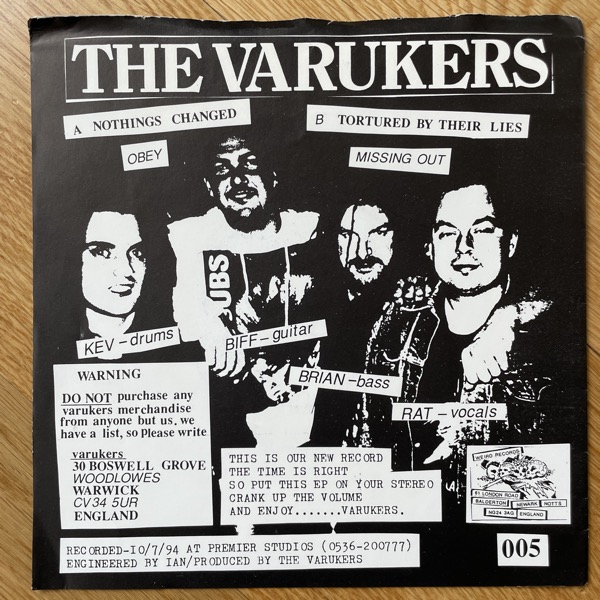 VARUKERS, the Nothings Changed EP (Weird - UK original) (VG/VG+) 7"