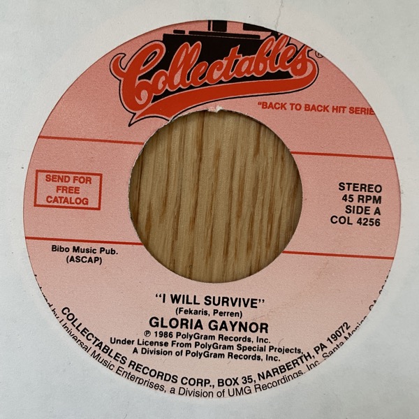 GLORIA GAYNOR / LOVE UNLIMITED ORCHESTRA I Will Survive / Love's Theme (Collectables - USA original) (VG+) 7"