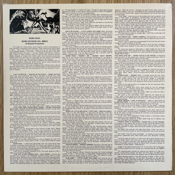 VARIOUS Mama Rock (Wendi - Australia reissue) (VG+) LP