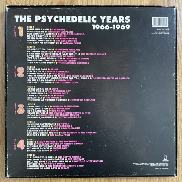 VARIOUS The Psychedelic Years (Knight - UK original) (VG+) 4LP BOX