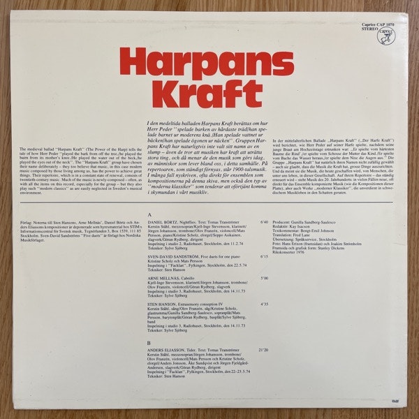 HARPANS KRAFT Harpans Kraft (Caprice - Sweden original) (VG+/NM) LP