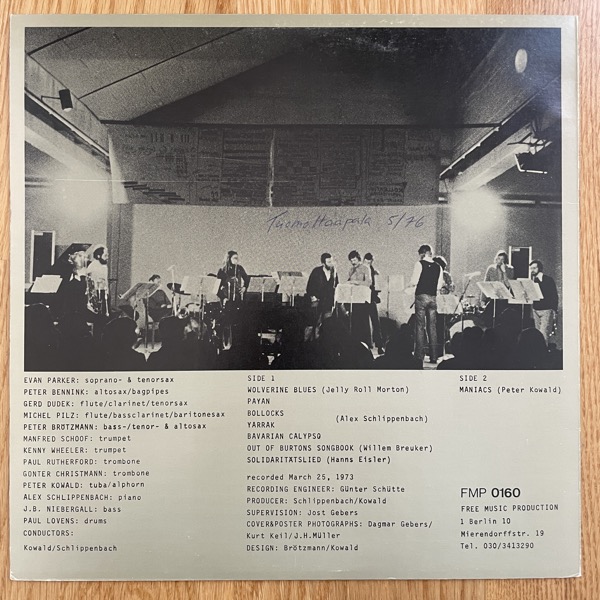 GLOBE UNITY 73 Live In Wuppertal (FMP - Germany original) (VG+/EX) LP