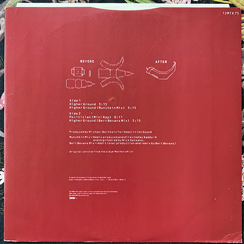 RED HOT CHILI PEPPERS Higher Ground (EMI - UK original) (VG+) 12"