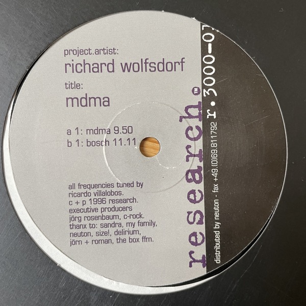 RICHARD WOLFSDORF MDMA / Bosch (Research - Germany original) (VG-) 12"