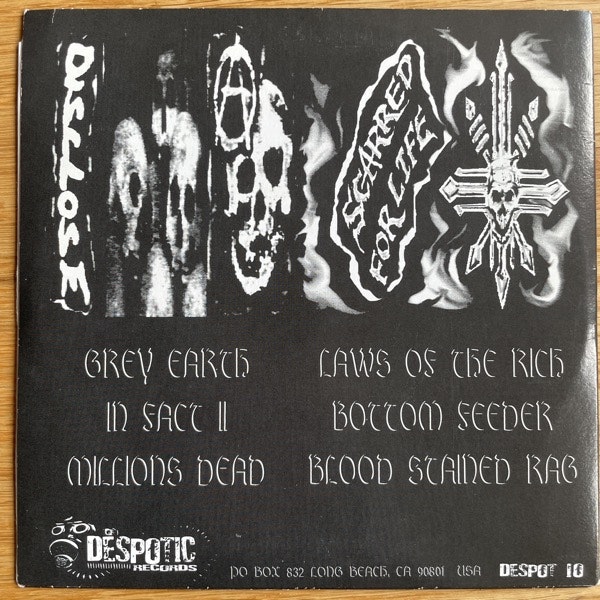 SCARRED FOR LIFE / DISCLOSE Split (Despotic - USA reissue) (VG+) 7"