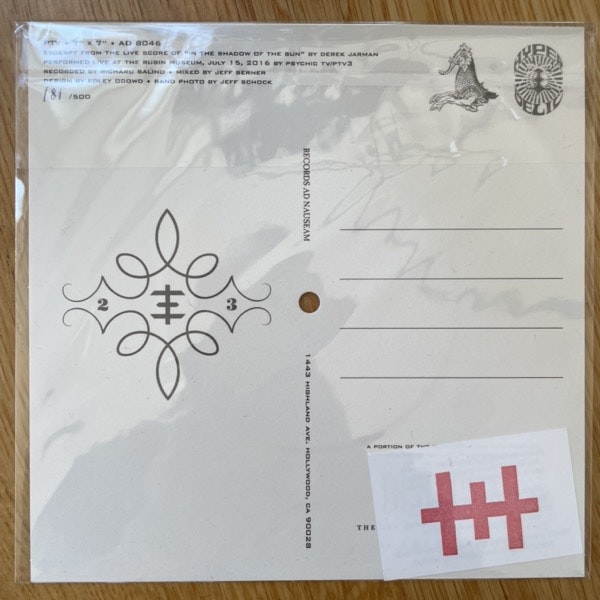 PSYCHIC TV In The Shadow Of The Sun (Records Ad Nauseam - USA original) (NM) POST CARD FLEXI 7"