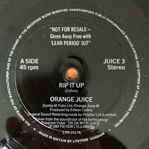ORANGE JUICE Rip It Up (Polydor - UK original) (VG+) FLEXI 7"