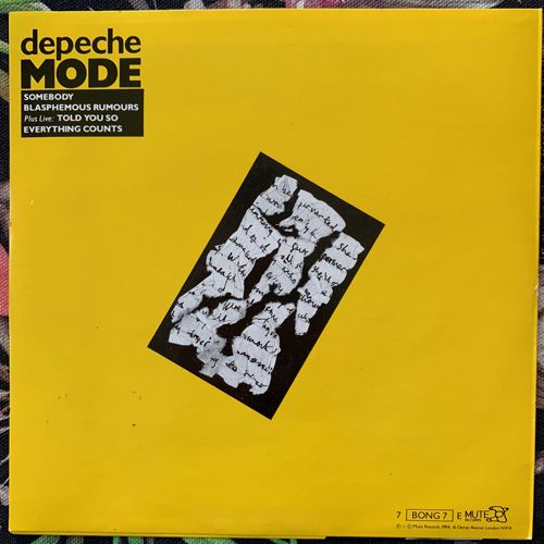 DEPECHE MODE Blasphemous Rumours/Somebody (Mute - UK original) (VG+/EX) 7"