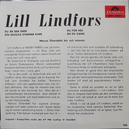 LILL LINDFORS Lill (Polydor - Sweden original) (NM/VG+) 7"