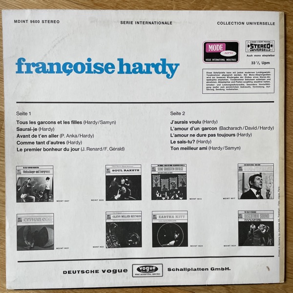 FRANÇOISE HARDY Ihre Grössten Erfolge (Vogue Schallplatten - Germany original) (VG+) LP