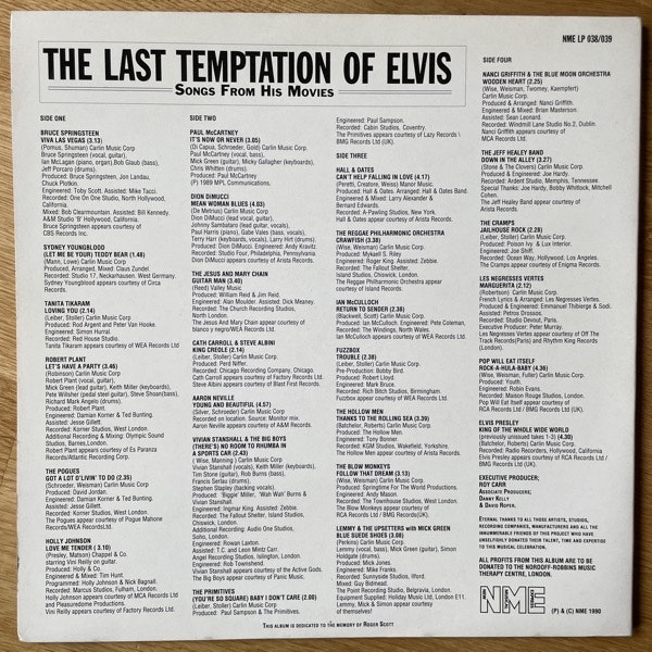 VARIOUS The Last Temptation Of Elvis (New Musical Express - UK original) (VG+) 2LP