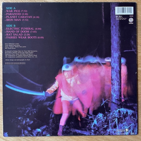 BLACK SABBATH Paranoid (Vertigo - Holland 1989 reissue) (VG+/VG) LP